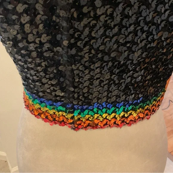 Vintage 70s Rainbow Sequin Tube Top - Picture 8 of 15